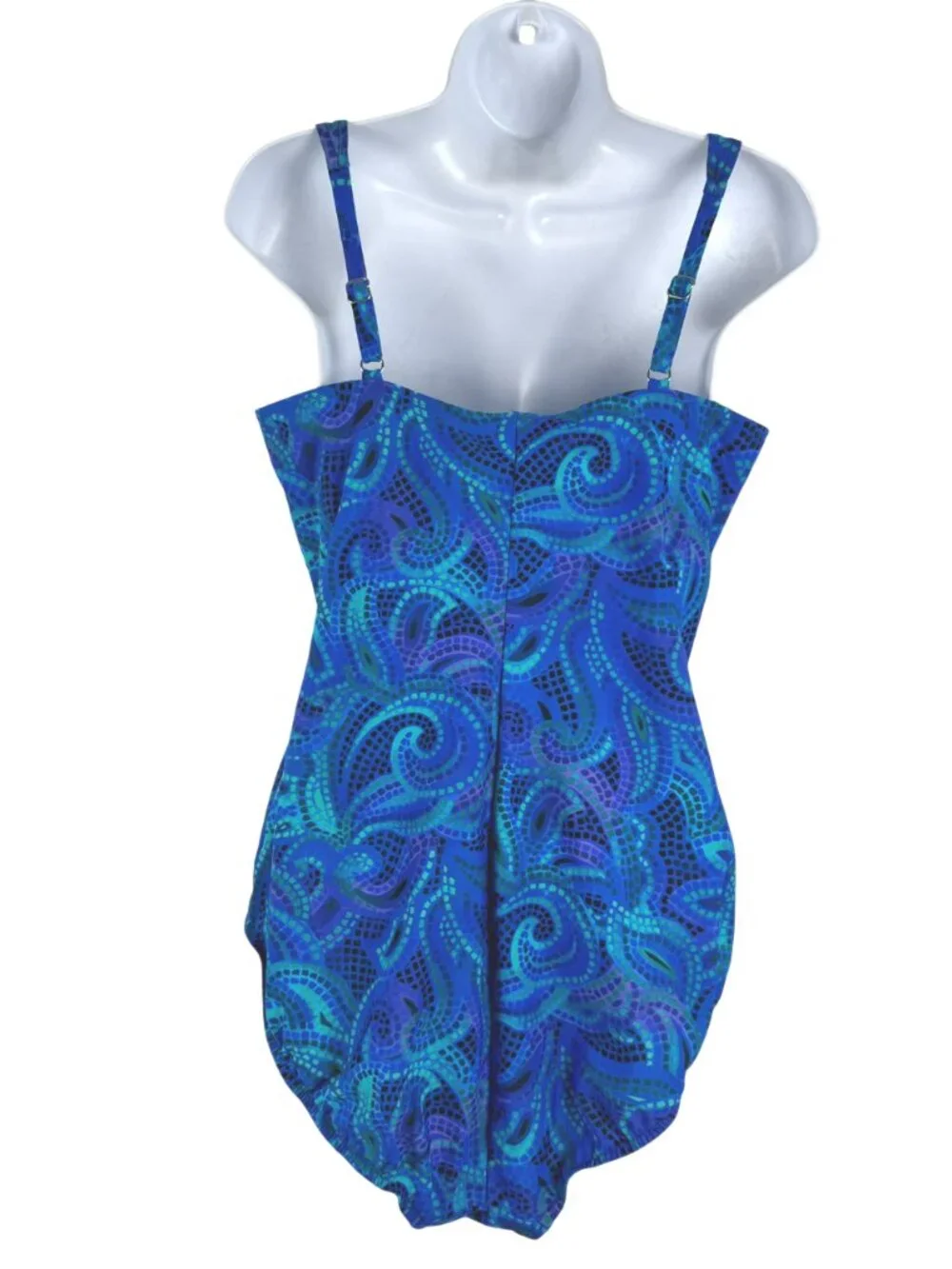 Miraclesuit One Piece Swimsuit Womens Size 16 Blue Paisley Beach SW-2140